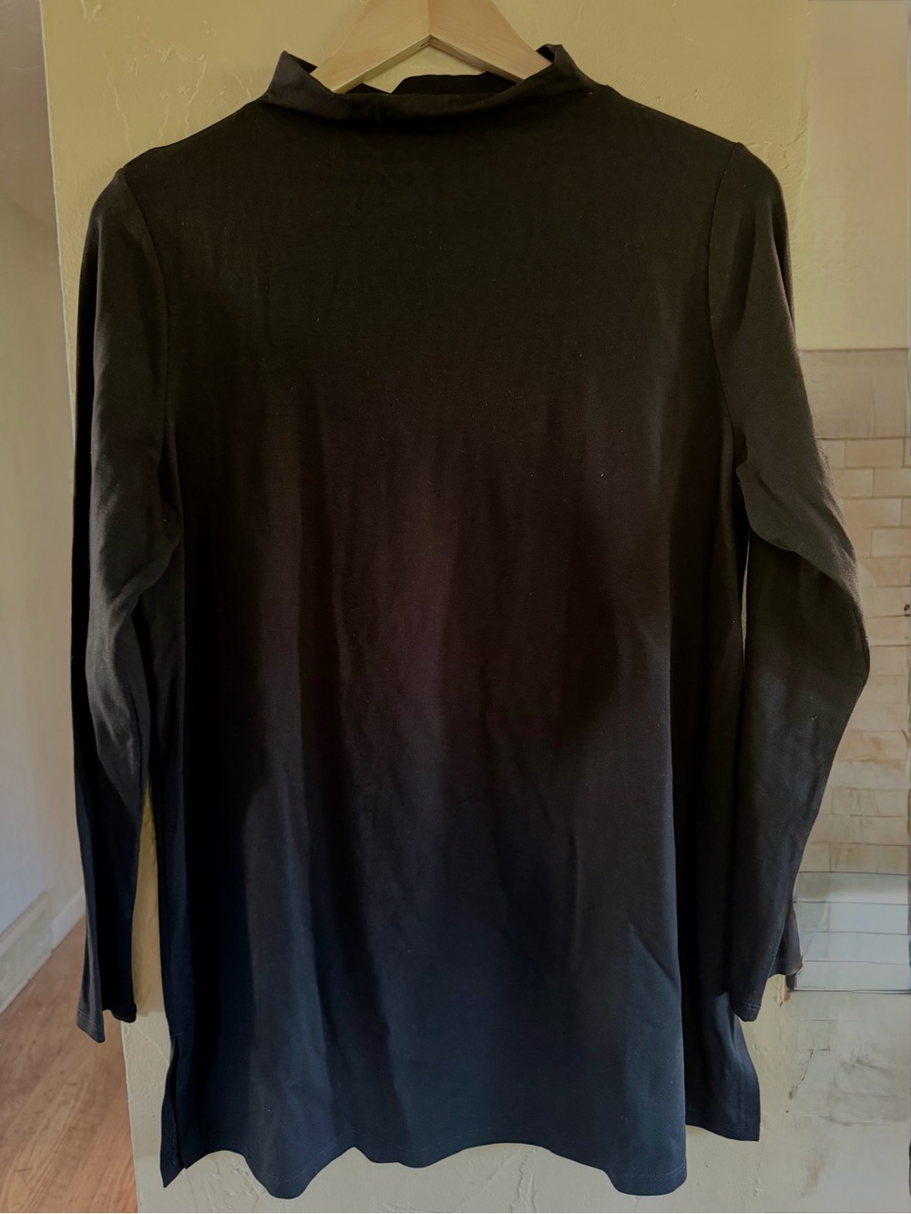 NWOT Eileen Fisher Black Long-Sleeve Tunic Mock Turtleneck Top small